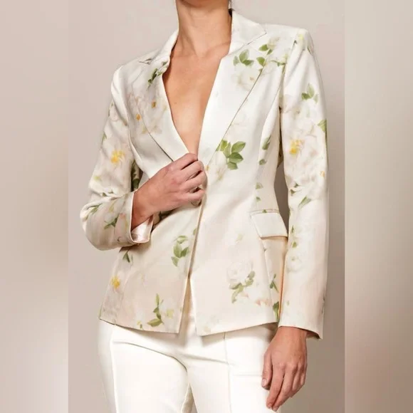 NWT Boutique Chloe Floral Printed Blazer & Straight-Leg Pant Set |Two-Piece Suit - Picture 5 of 10